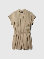 Linen-Blend Utility Romper