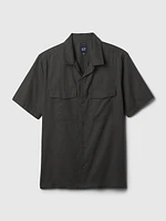 Linen-Cotton Utility Shirt