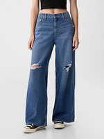 Mid Rise Cargo Baggy Jeans