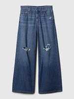 Mid Rise Cargo Baggy Jeans