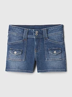 Kids Low Rise Y2K Denim Shortie Shorts