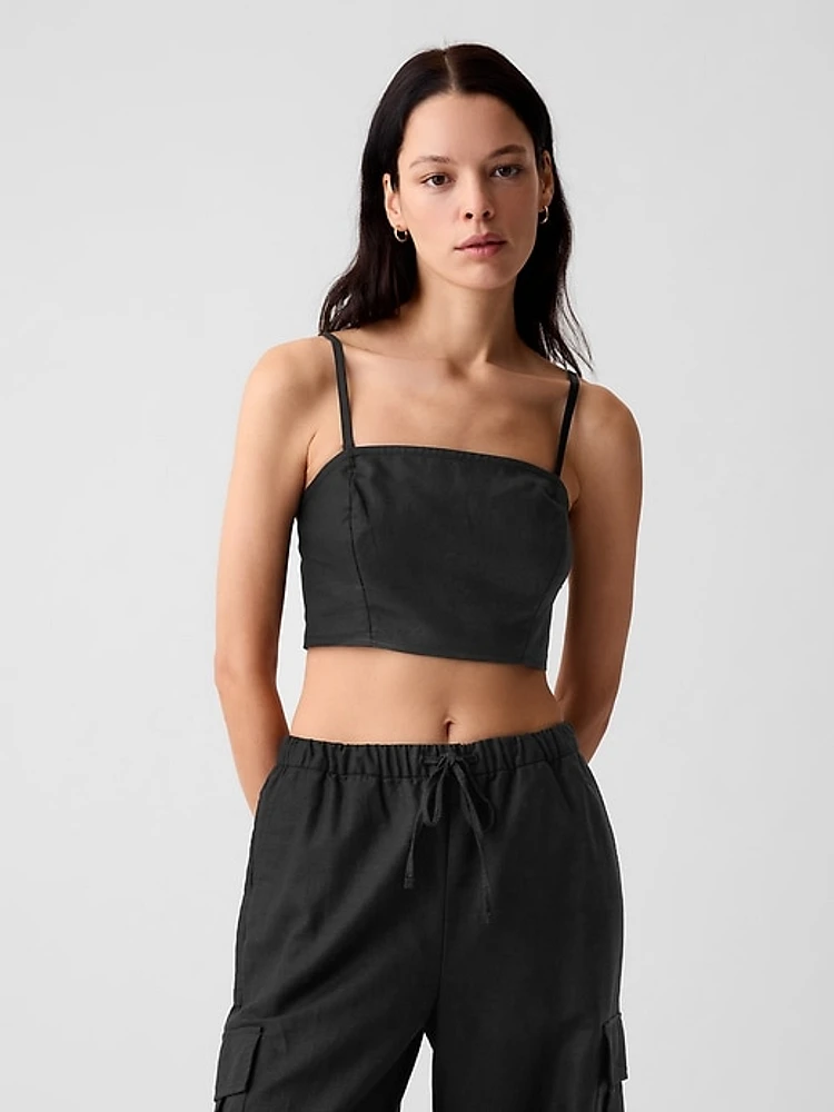 Linen-Cotton Cropped Tube Top