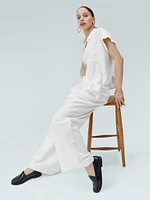 Linen-Blend Cropped Shirt