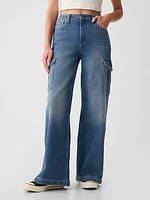 High Rise Stride Belted Wide-Leg Jeans