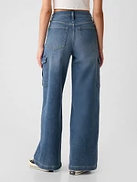 High Rise Stride Belted Wide-Leg Jeans