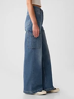 High Rise Stride Wide-Leg Cargo Jeans