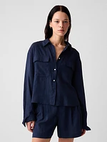 Organic Cotton Poplin Cropped Shirt