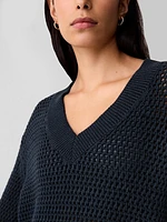 24/7 Split-Hem Crochet Sweater