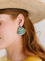 Green Porcelain Tile Earrings