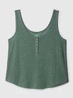 Linen-Blend Henley Tank Top