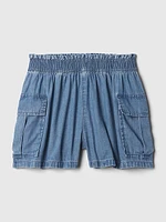 Kids Mid Rise Denim Utility Shorts