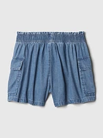 Kids Mid Rise Denim Utility Shorts