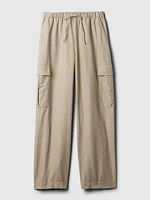 Mid Rise Linen-Cotton Pull-On Cargo Pants