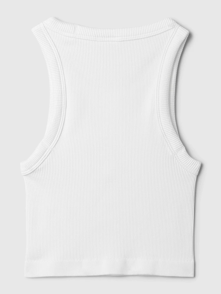 GapFit Seamless Rib Cropped Halter Tank Top