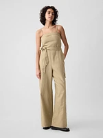 Linen-Cotton Cargo Jumpsuit