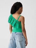 Kids Asymmetrical Eyelet Top