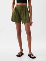 365 High Rise Linen-Blend Shorts