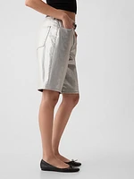 11.5" Mid Rise Metallic Longline Denim Shorts