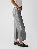 High Rise Stride Metallic Wide-Leg Ankle Jeans