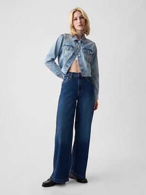 High Rise Stride Wide-Leg Cargo Jeans