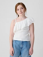 Kids Asymmetrical Eyelet Top