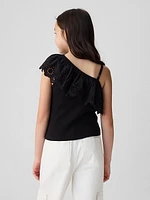 Kids Asymmetrical Eyelet Top