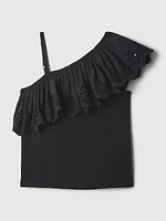 Kids Asymmetrical Eyelet Top