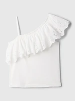 Kids Asymmetrical Eyelet Top