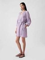 Crinkle Gauze Embroidered Mini Dress