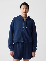 Textured Cropped Hoodie