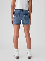 Kids Low Rise Y2K Denim Shortie Shorts