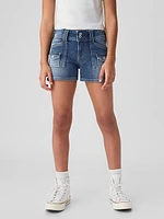 Kids Low Rise Y2K Denim Shortie Shorts