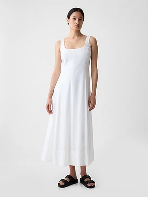 Linen-Blend Midi Dress