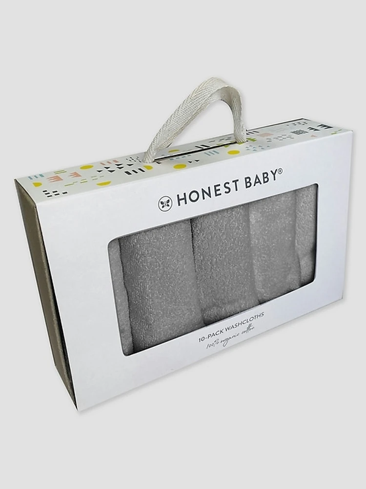 Honest Baby Clothing Ten Pack Organic Cotton Terry Washcloths