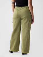 Mid Rise Loose Khaki Cargo Pants