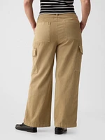 Mid Rise Loose Khaki Cargo Pants