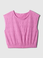 Kids Smocked Cropped Muscle Tank Top