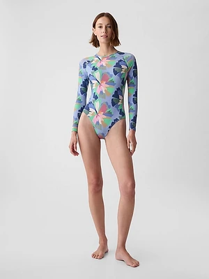 Rash Guard One-Piece Swimsuit