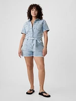 Belted Denim Romper