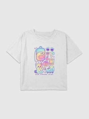 Kids Turning Red Panda Girl Graphic Boxy Crop Tee