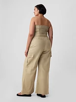 Linen-Cotton Cargo Jumpsuit