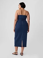 Strapless Denim Midi Dress