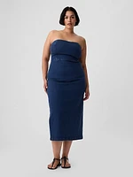 Strapless Denim Midi Dress