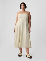 Linen-Blend Midi Dress