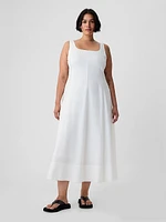 Linen-Blend Midi Dress