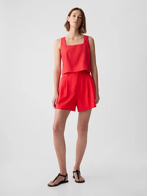 365 High Rise Linen-Blend Shorts