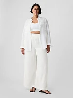 Mid Rise Crinkle Gauze Wide-Leg Pants