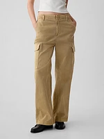 Mid Rise Loose Khaki Cargo Pants