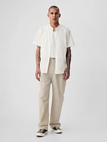 Linen-Cotton Collarless Shirt