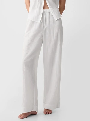 Crinkle Gauze Wide-Leg PJ Pants